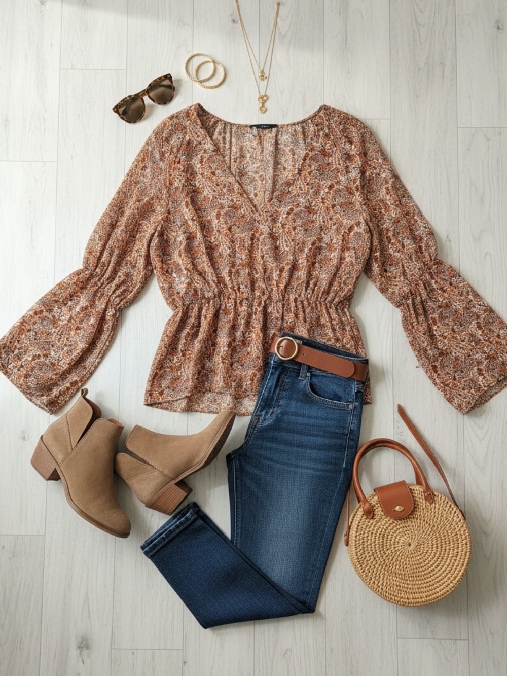 Zara Boho Paisley Peplum Blouse Bell Sleeve Flowy Cottagecore Top